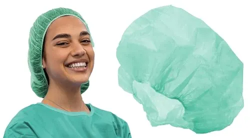 TIGA-MED Schwesternhauben | 100 Stück | Kopfhauben | Grün | Hygienehauben Vlieshauben Einmalhauben Baretthauben OP Hauben