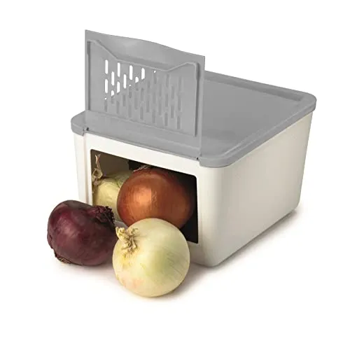 Produktbild Snips Zwiebel Kartoffel Aufbewahrungsbox | Küche Aufbewahrung & Organisation von Kartoffeln, Zwiebeln und Gemüse | Plastic | 2 kg | 22 x 19 x 13 cm |Weiß/Grau