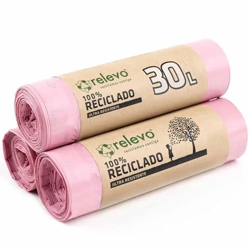 Relevo 45 Stück Abfallsäcke 30 Liter - Parfümiert 100% Recycelt und Strapazierfähig