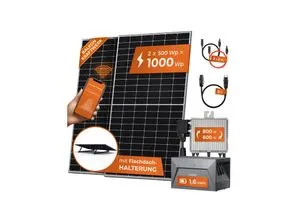 Solarway® All In One Balkonkraftwerk 1000W - Effizientes Komplettset mit Anker Speicher - Balkonkraftwerk Komplettset mit 1000W Leistung, der Anker SOLIX 2 PRO Speicher ermöglicht smarte Überwachung und maximale Energieeinsparung.