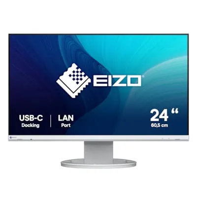 Eizo FlexScan EV2490-WT - 23,8 Zoll Office Monitor, IPS-Panel mit USB-C und 5 ms Reaktionszeit für brillante Farben und ergonomische Nutzung