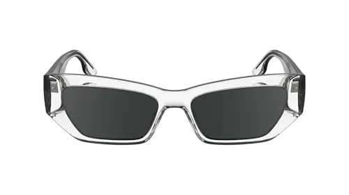 Karl Lagerfeld KL6160S Damen-Sonnenbrille - Sportbrille mit schmalem, transparentem Kunststoff-Gestell und grauen Vollfarbgläsern, ideal für stilbewusste Frauen.