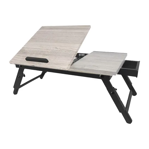 relaxdays Höhenverstellbarer Laptoptisch Grau-Schwarz - Praktischer Laptoptisch für Sofa und Bett – höhenverstellbar und klappbar für optimale Flexibilität. Mit Schublade zur Aufbewahrung und 5 Neigungsstufen für besten Komfort beim Arbeiten oder Surfen.
