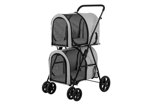 COSTWAY Hundebuggy, 2 Etagen Hundewagen, Haustiere Buggy, Katzenbuggy