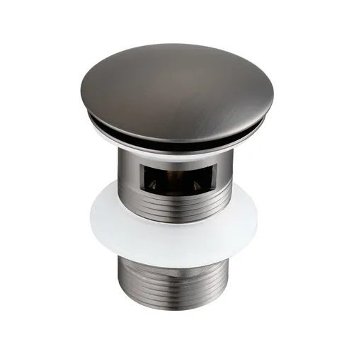 Pop Up Abfluss Ablauf Ventil Ablaufgarnitur rund für Waschbecken in Grau matt