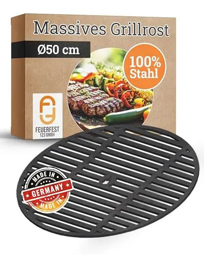 Feuerfest 123 Grillrost rund Ø 50cm – Hochwertiges Grillgitter aus massivem Stahl