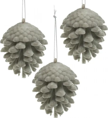 Tannenzapfen Weihnachtsbaum Deko Aufhänger Braun 8cm 4er Set Christbaumschmuck künstlich, 4 Stück