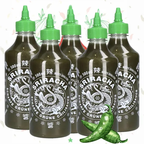 A-ONE Sriracha Sauce Grüne Chilli 12 x 500ml - Grillsaucen & scharfe Saucen, ideal für die Gastronomie, verleiht Gerichten eine feurige Note mit asiatischem Flair.