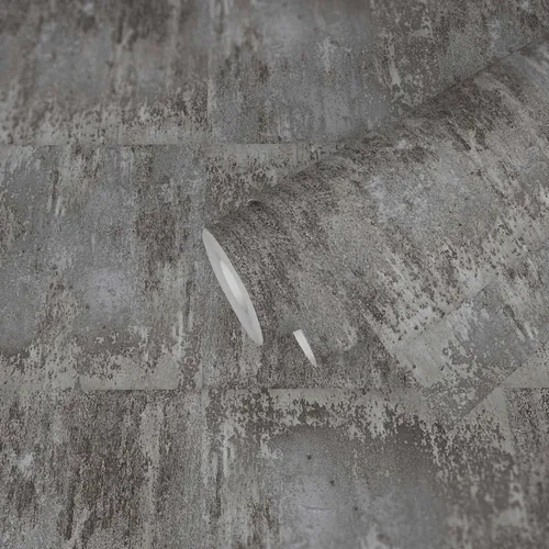 Selbstklebende Tapete | Rostoptik Design mit Metallic Effekt – Grau