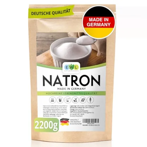 EWL Natron Pulver 2,2kg | Baking Soda | Lebensmittelqualität | Hochrein | Deutsche Herstellung & Abfüllung | Wiederverschließbarer & praktischer Beutel | Backpulver-Ersatz & Allrounder