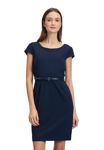 Betty & Co Damen Etuikleid mit Gürtel Dunkelblau, 38 - Elegantes tailliertes Etuikleid mit Gürtel für einen femininen Look, ideal für das Büro oder besondere Anlässe.