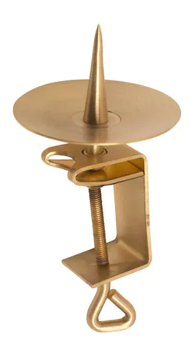 Kerzen Bank Leuchter mit Dorn für Kerzen mit Ø 10 cm aus Messing Gold