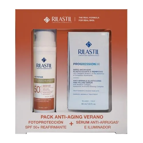 Rilastil Pack Age Repair Spf50 50ml + Progression Serum 30ml Set - Entdecken Sie das Rilastil Set mit Gesichtscreme und Serum für eine optimale Pflege. Ideal für den täglichen Einsatz, bietet es Schutz und Feuchtigkeit in einem praktischen Set.