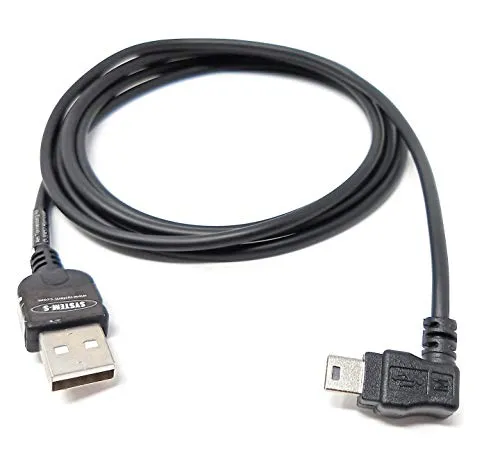 System-S 140 cm USB 2.0 Kabel für USB-A auf USB Mini-B 5-Pin Winkelstecker 90 Grad Links