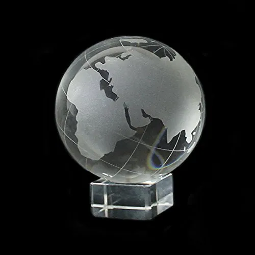 Yudu Glas Globus Weltkugel auf Sockel Vollglas