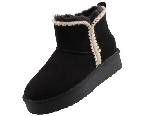 Dockers by Gerli 55EL302-770100 Stiefelette - Damen Wanderschuhe, gefüttert und trendig, mit warmem Kunstfell und bequemem 4,5 cm Plateauabsatz für optimalen Komfort bei jedem Schritt.