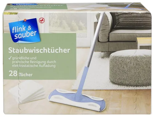 flink & sauber Bodentücher Mikrofaser - Putztücher für eine gründliche und einfache Reinigung, ideal für alle Trockenwischsysteme, nehmen dank elektrostatischer Wirkung selbst feinsten Staub und Schmutz auf.