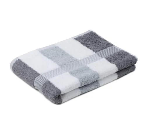 liebling Duschtuch, 100% hochwertige Baumwolle, Serie Miami, 70 x 140 cm, waschbar & trocknergeeignet, Farbe: anthrazit/weiß/Silber