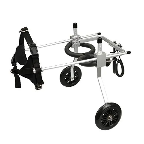 Anmas Box Verstellbarer Haustier-Rollstuhl mit 2 Rädern aus Edelstahl für kleine Hunde, ideal für die Rehabilitation der Hinterbeine, Unterstützung für ältere und behinderte Hunde, langlebige