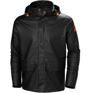 Helly Hansen GALE RAIN JACKET 70282 - Schwarz - XL - Funktionsjacke für Handwerker, wasserfest und mit praktischen Taschen sowie verstaubarer Kapuze für optimalen Schutz bei jedem Wetter.