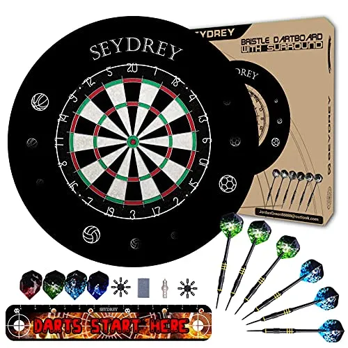 Dartscheibe Steeldart Dartscheibe mit Schutzring Dartscheibe Kork Steeldartscheibe Dartscheibe Profi mit Pfeilen 6 Dartpfeile