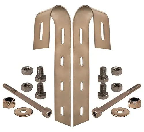 TRANGO 2er Pack ST-0200R Solarmodul Edelstahl Balkonhaken für runde Balkongelände, Balkonkraftwerk Halterung, Universal Solarmodul Haken, Solarpanel Aufhänger, Rund Rohr bis 50mm Ø Balkon Befestigung