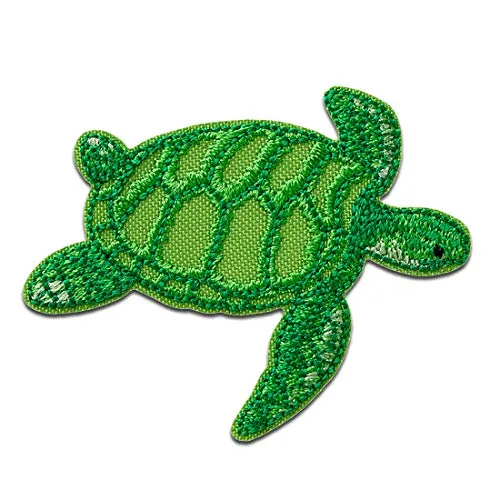 Catch the Patch Recycl Patch Schildkröte Tier Wasser Think Green - (Größe: 5,4 x 6,5 cm) – Aufbügler & Applikationen in verschiedenen Größen – Ideal für Kleidung, Schulranzen, Jeans & Rucksäcke