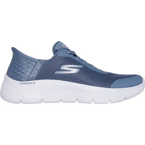Skechers Go Walk Flex Damen Sneaker - Hands Free Slip-ins, Blau, 40 EU - Damen-Sneaker mit großem Einstieg für müheloses Anziehen. Exklusives Heel Pillow sorgt für sicheren Halt und ULTRA-GO-Dämpfung für optimalen Komfort. Maschinenwaschbar für einfache Pflege.