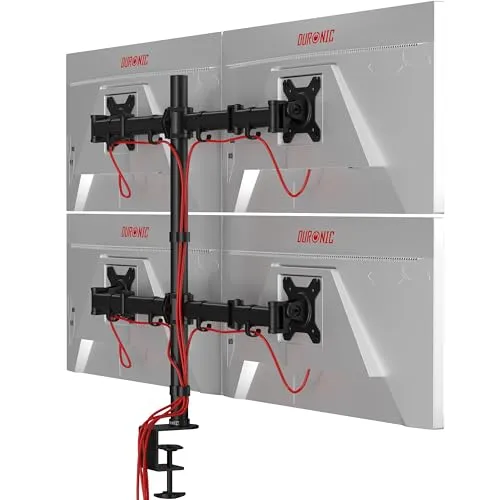 Duronic DM254 Monitor-Halterung - 4 Monitore für 13-27 Zoll, höhenverstellbar und neigbar für optimalen Betrachtungskomfort