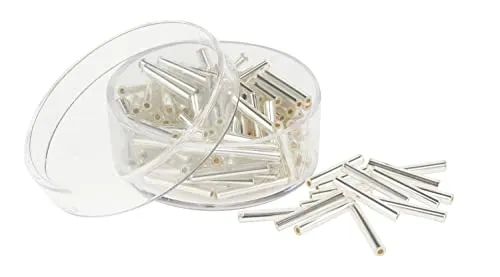 PRACHT Glasstifte mit Silbereinzug Perlen 2.2 mm außen 0.6 mm innen 13 g 15 mm Glas Weihnachten Kristall