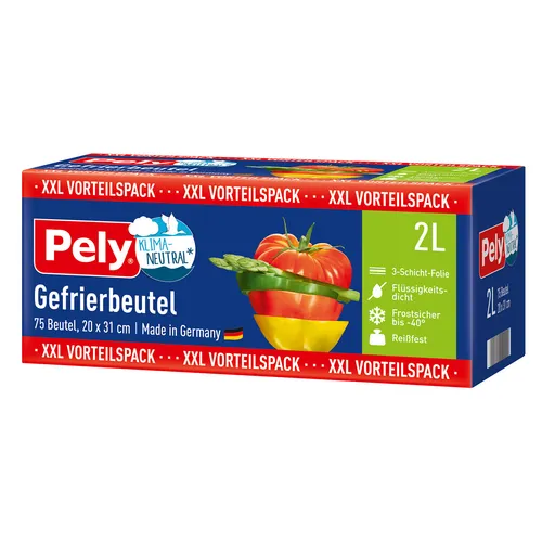 Pely Gefrierbeutel 3 Schicht Folie Vorteilspack 2 Liter 75 Stück