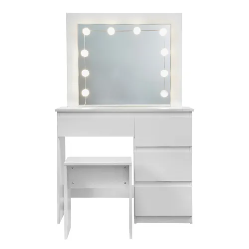 EUGAD Schminktisch mit LED und Hocker - Moderner Schminktisch mit 4 Schubladen, Spiegel und LED-Beleuchtung, ideal für das Schlafzimmer. Praktisch und stilvoll für Erwachsene.