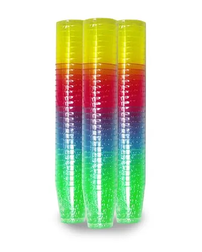 Wiederverwendbare Schnapsgläser aus Kunststoff | Stapelbar & Robust | leicht zu reinigen | Shotgläser für Partys, Verkostungen, Hochzeit, Geburtstag usw. | 160 Stück je 29 ml. (Regenbogen (4-farbig))