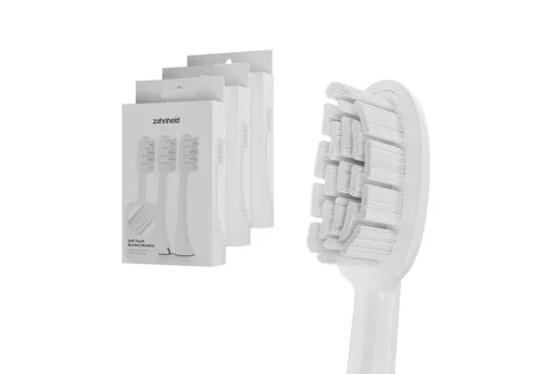 Zahnheld Aufsteckbürsten Basic Soft - 9 Stück für Schallzahnbürste Gero - Aufsteckbürsten für empfindliche Zähne, sanfte Reinigung und plastikfreie Verpackung, ideal für die Zahnpflege bei sensiblem Zahnfleisch.