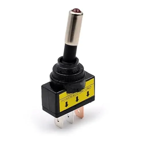 KFZ-Kippschalter 20A, 3 Pin Rot LED-beleuchtete Kippschalter für 12-V-Gleichstromsysteme, Ein-Aus, 2 Positionen, mit LED, für PKW-LKW Boote ASW-15D