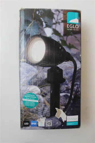 EGLO Erdspießstrahler Nema 1, 1 flammige Außenleuchte, Bodenspießlampe aus Kunststoff, Farbe: Schwarz, Fassung: GU10, IP44