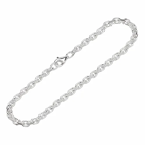 NKlaus Armband 925 Sterling Silber - Damen Armkette mit diamantierter Ankerkette - Elegantes Damenarmband aus 925 Sterling Silber, 19cm lang, mit seitlich diamantierter Ankerkette für besonderen Glanz. Ideal für jeden Anlass und perfekt für Handgelenke bis 17,5cm.