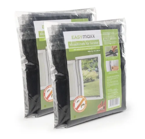EASYmaxx Insektenschutz-Fensterrahmen Moskitonetz mit Klettverschluss, (2-St), 130x150cm zuschneidbar mit Klettbefestigung