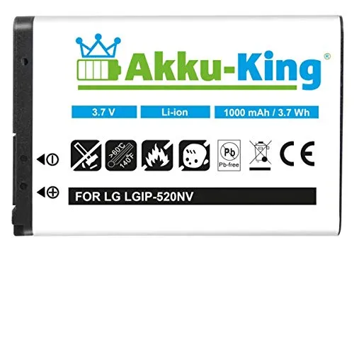 Akku-King Akku kompatibel mit LG LGIP-520N, SBPL0099201 - Li-Ion1000 mAh - für GD900 Crystal, BL40 New Chocolate