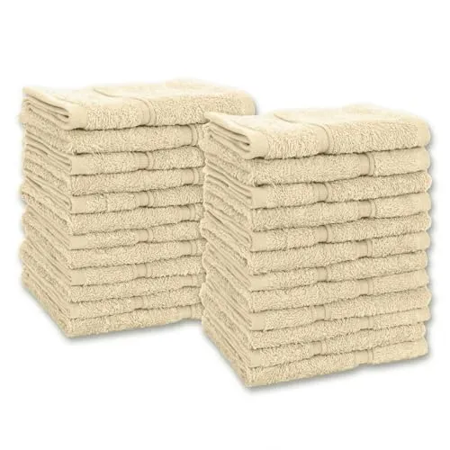 Vency Premium 24er-Pack Gästehandtücher – 100% Baumwolle, weich und saugfähig, 30x30 cm, Beige - Hochwertige Gästehandtücher aus 100% Baumwolle, ideal für Hände und Gesicht. Mit 500 g/m² besonders saugfähig und langlebig. Praktisches 24er Set in kompakter Größe – perfekt für Bad und WC.