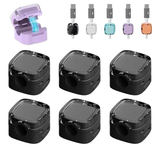 Kabelhalter Kabelclips, 6 Stück Kabelhalter Schreibtisch Magnetische Schreibtisch Kabelorganizer Ladekabel Halterung Kabel Organizer für Nachttisch, Küchengeräte Ladekabeln USB (Schwarz) (Schwarz)