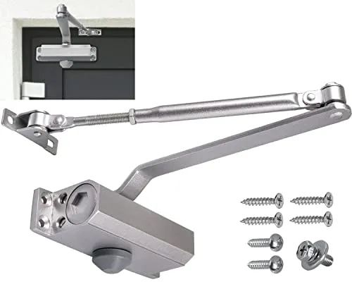 Stahlia Automatischer Türschließer Silber Türschließer Haustür hydraulisch Innen - Außen Automatik Obentürschließer | MINI Türgewicht 15-30 kg