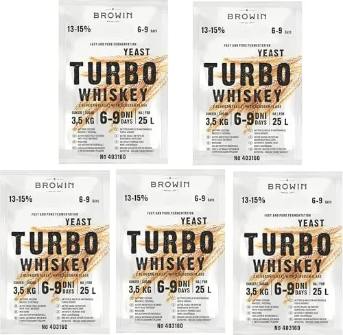 5x Turbo Whiskey Alkohol Hefe, Brennhefe Herstellung Maische aus Getreide 13-15% Turbohefe Gärhefe Hefe
