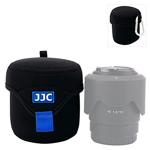 JJC Mirrorless Lens Pouch Tasche Schutzhülle für Canon Fuji Olympus Nikon Sony Objektive, Weiches Neopren, Wasserabweisend, Travel Carry Kamera Objektivhülle mit Karabiner (Innengröße 3,1 x 3,1