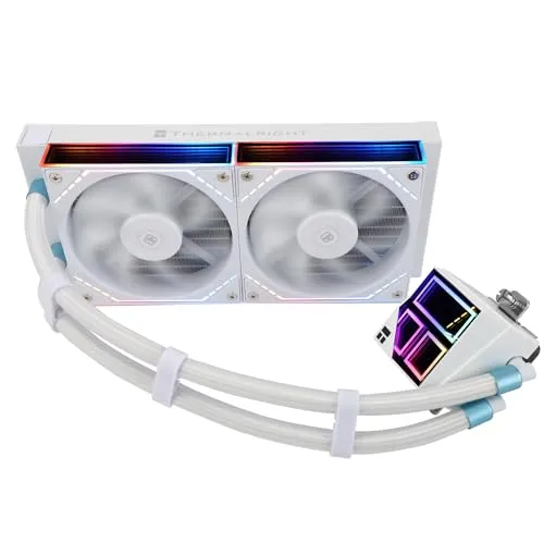 Thermalright Frozen Infinity 240 WHITE CPU-Flüssigkeitskühler,Doppel-PWM-Lüfter mit 2000 U/min,Desktop-CPU-Aio-Kühler,für AM4/AM5 und Intel LGA115X/2011/1700/1851,Infinity Mirror PC-CPU-Wasserkühler