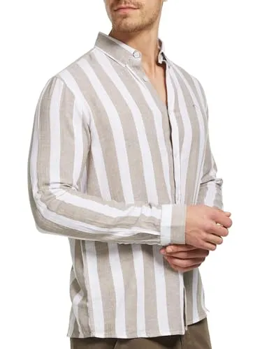 Indicode Herren Brayden Hemd gestreift mit Button-Down-Kragen | Covert Green, 3XL - Stylisches Langarmhemd mit Streifenmuster und Button-Down-Kragen. Aus hochwertigem Material gefertigt, ideal für modische Outfits. Regular Fit für optimalen Tragekomfort.