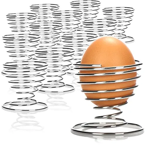 com-four® 12x Eierbecher aus verchromten Metall, Elegante Eierhalter mit Metallic-Look, Frühstücksset im Drahtspiralen-Design (12-teilig - Spirale)