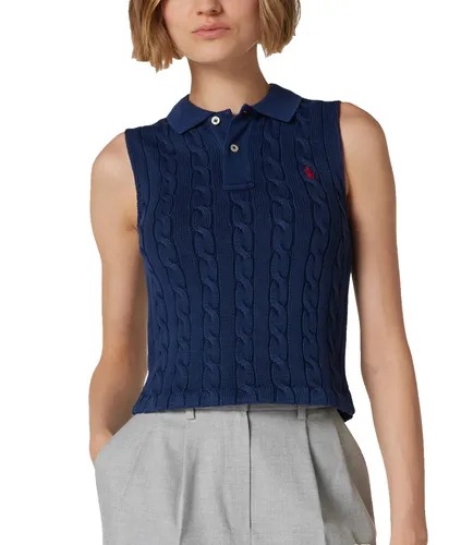 Polo Ralph Lauren Strickpullover Cropped Jumper S - Herren-Pullover aus 100% Baumwolle, sportlicher Stil mit ärmelloser Silhouette und elegantem Zopfmuster, ideal für lässige Anlässe.