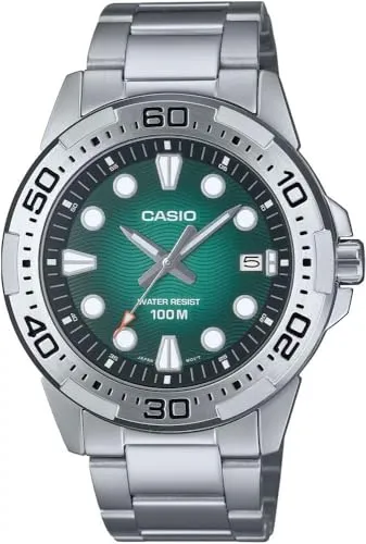 Casio MTD-140D-3AVDF Stahlband Stahlgehäuse 10 ATM wasserdicht Metallic-Farbe Herren-Armbanduhr