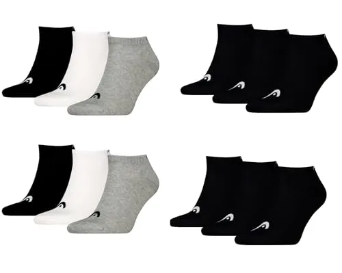 HEAD Herren Unisex Sneaker Socken All Sports 12P (39-42, Black/Grey White Black)